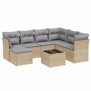 Set Divano da Giardino 8 pz con Cuscini Beige Misto Polyrattan 3263225