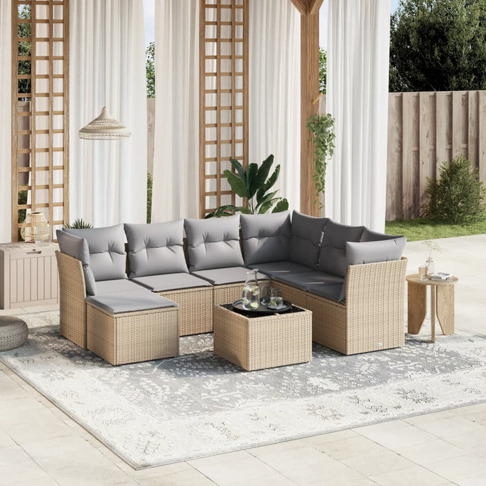 Set Divano da Giardino 8 pz con Cuscini Beige Misto Polyrattancod mxl 116945