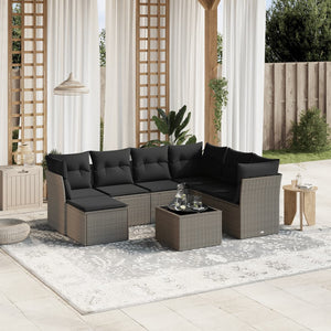 Set Divano da Giardino 8pz con Cuscini Grigio Chiaro Polyrattan 3263228