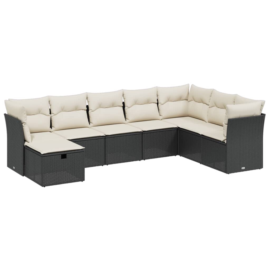 Set Divani da Giardino con Cuscini 8 pz Nero in Polyrattancod mxl 89679