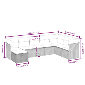 Set Divani da Giardino 8 pz con Cuscini Marrone in Polyrattan 3263279