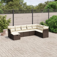 Set Divani da Giardino 8 pz con Cuscini Marrone in Polyrattan 3263279