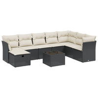 Set Divani da Giardino 9 pz con Cuscini Nero in Polyrattan 3263282