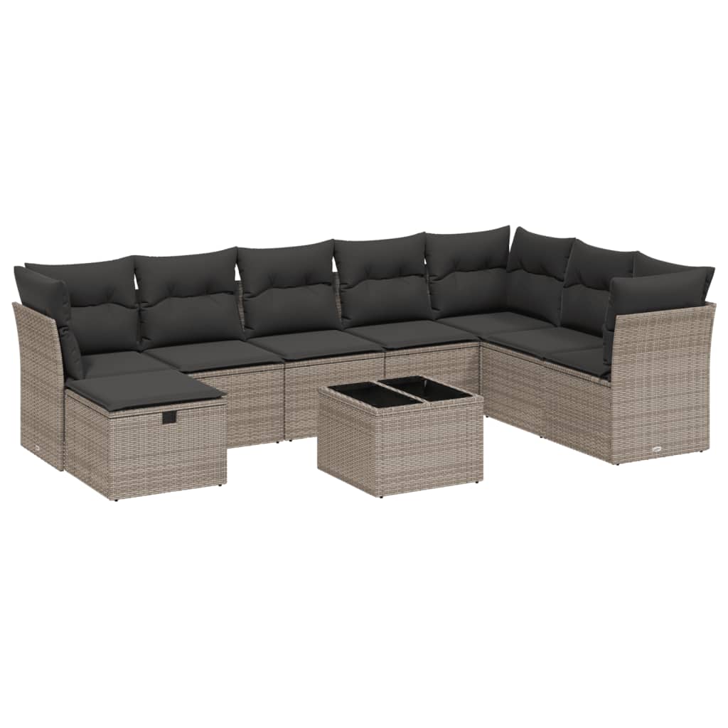 Set Divano da Giardino 9 pz con Cuscini Grigio in Polyrattancod mxl 113682