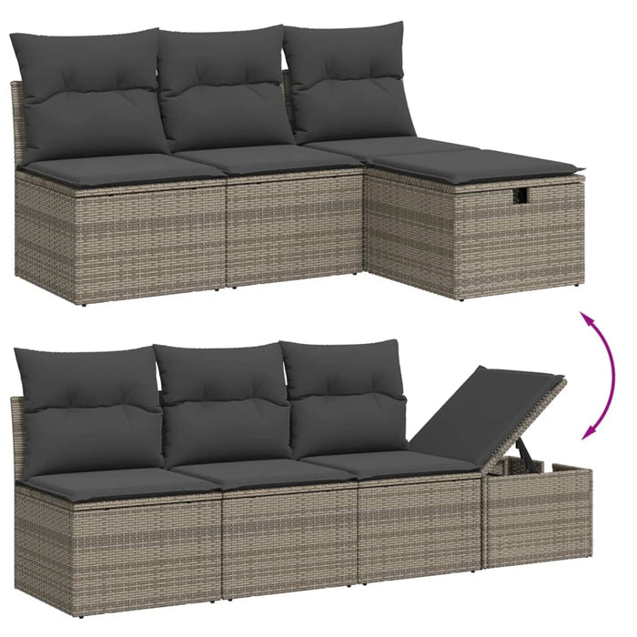 Set Divano da Giardino 9 pz con Cuscini Grigio in Polyrattancod mxl 113682