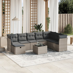 Set Divano da Giardino 9 pz con Cuscini Grigio in Polyrattancod mxl 113682