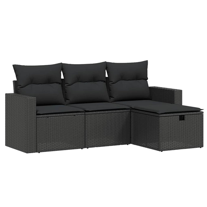 Set Divani da Giardino 4 pz con Cuscini Nero in Polyrattan 3263441