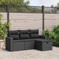 Set Divani da Giardino 4 pz con Cuscini Nero in Polyrattan 3263441