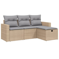 Set Divano da Giardino 4 pz con Cuscini Beige Misto Polyrattan 3263445