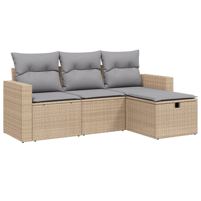 Set Divano da Giardino 4 pz con Cuscini Beige Misto Polyrattan 3263445