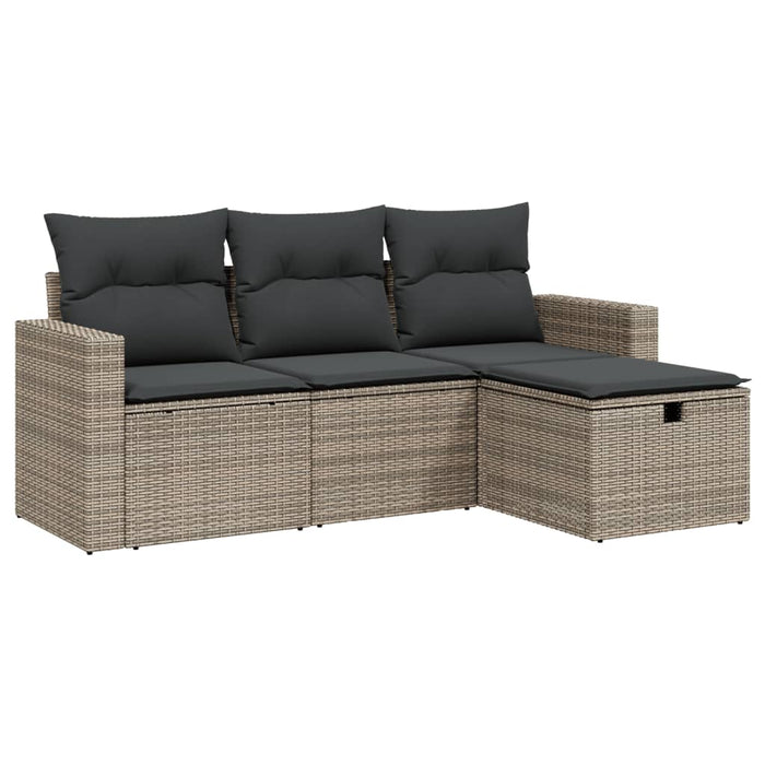 Set Divani da Giardino 4 pz con Cuscini in Polyrattan Grigiocod mxl 91787