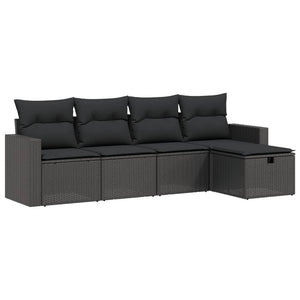 Set Divani da Giardino 5 pz con Cuscini in Polyrattan Nero 3263461