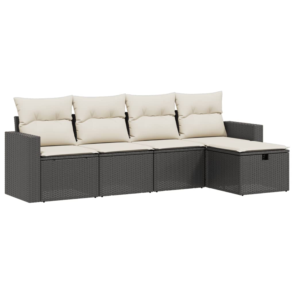 Set Divani da Giardino 5 pz con Cuscini in Polyrattan Nero 3263462