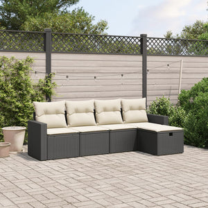 Set Divani da Giardino 5 pz con Cuscini in Polyrattan Nero 3263462