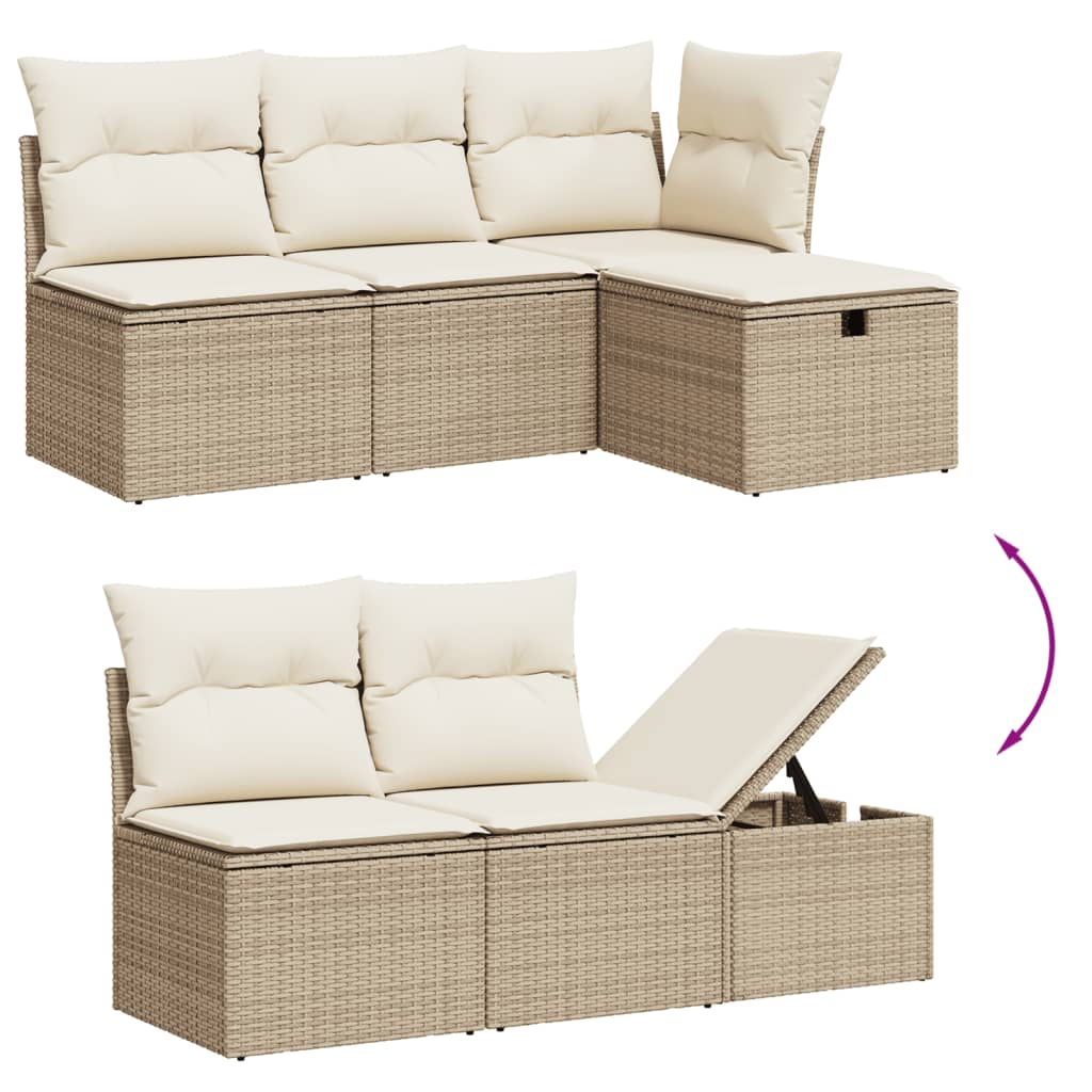 Set Divano da Giardino 5 pz con Cuscini Beige in Polyrattancod mxl 115762