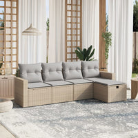 Set Divano da Giardino 5 pz con Cuscini Beige Misto Polyrattan 3263465