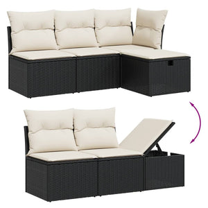 Set Divano da Giardino 6 pz con Cuscini Nero in Polyrattancod mxl 115763