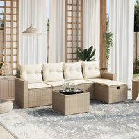 Set Divano da Giardino 6 pz con Cuscini Beige in Polyrattan 3263474