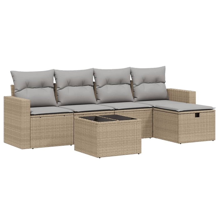 Set Divano da Giardino 6 pz con Cuscini Beige Misto Polyrattan 3263475