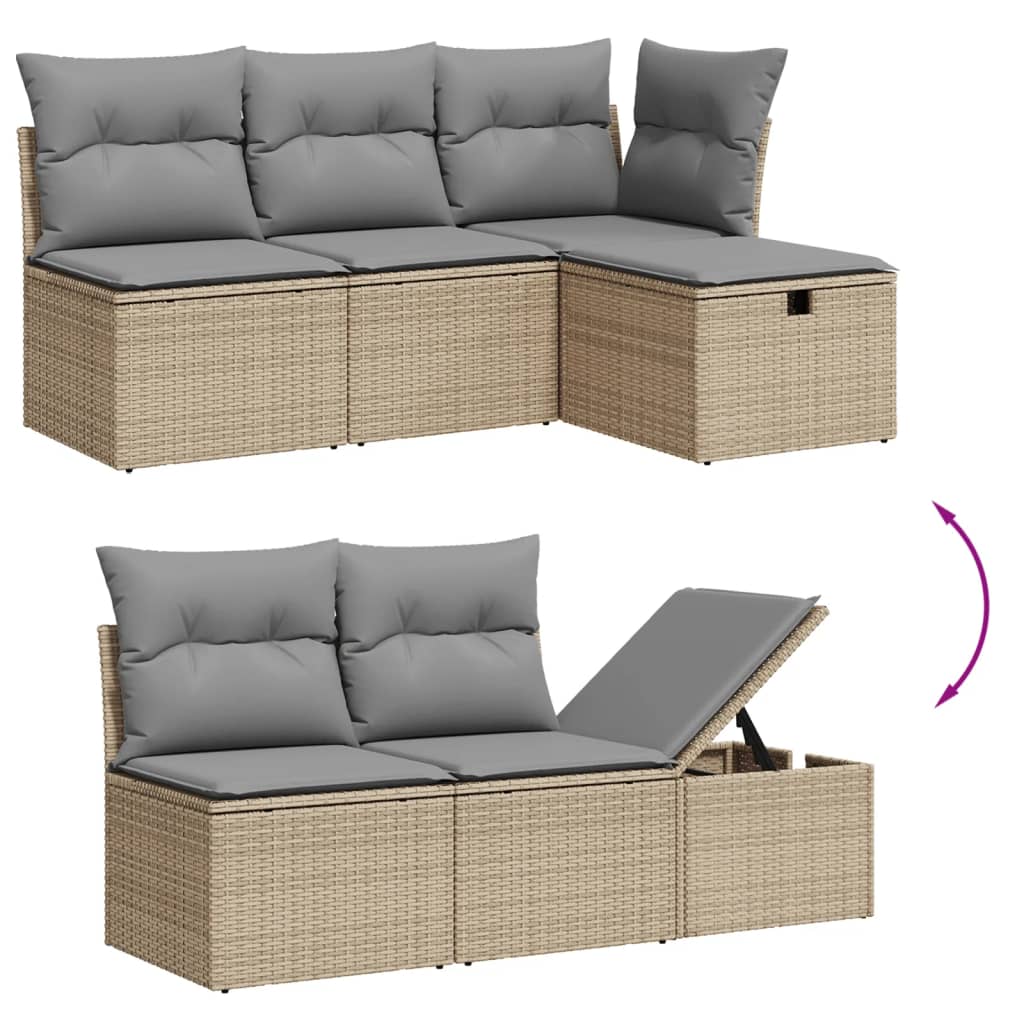 Set Divano da Giardino 6 pz con Cuscini Beige Misto Polyrattan 3263475