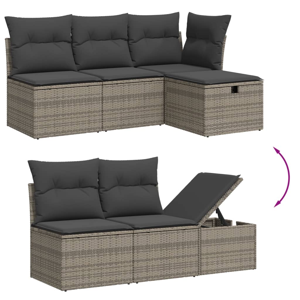 Set Divani da Giardino 7 pz con Cuscini Grigio in Polyrattan 3263496