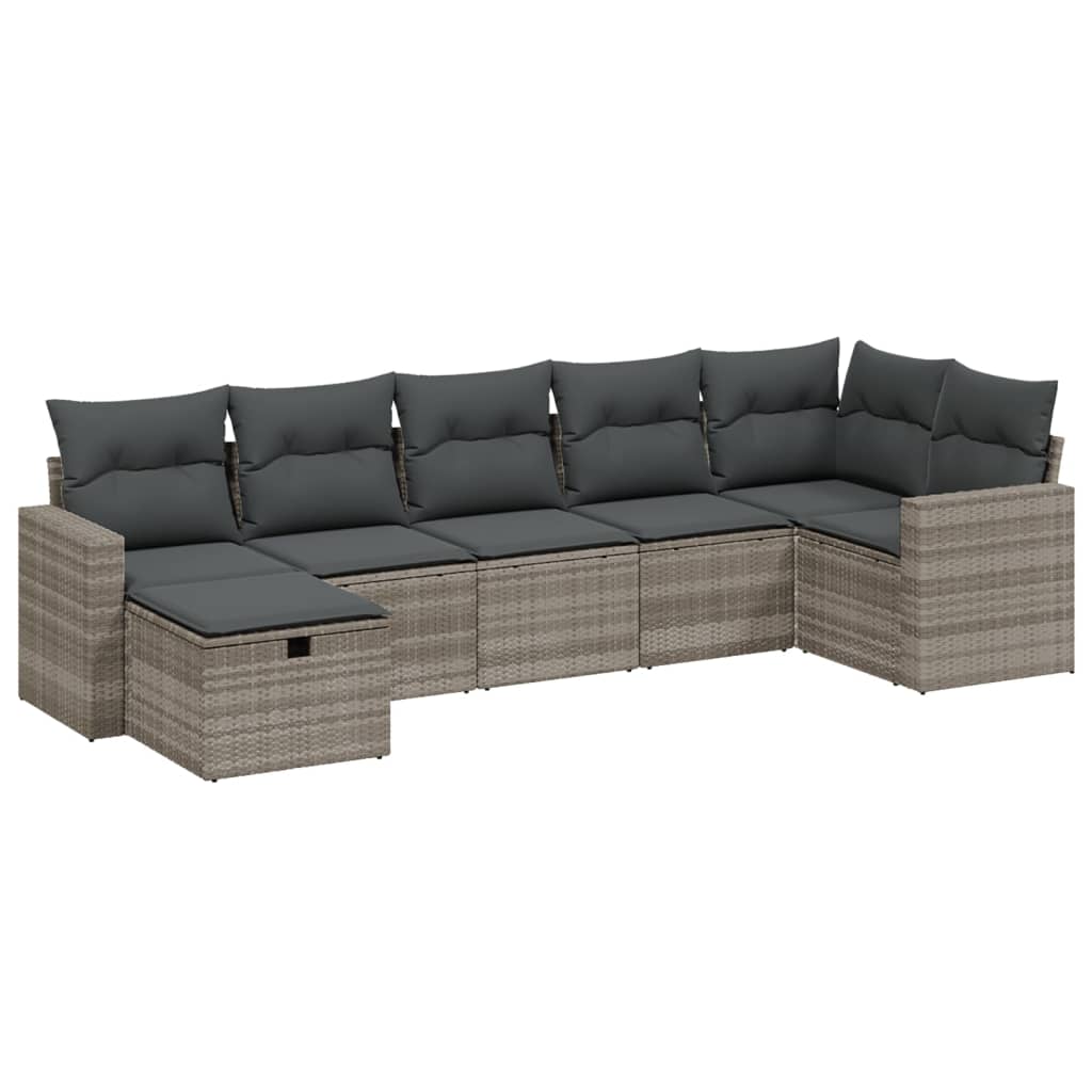 Set Divani da Giardino 7pz con Cuscini Grigio Chiaro Polyrattan 3263508