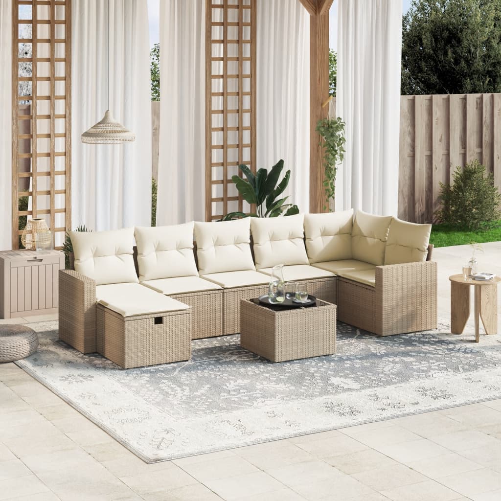 Set Divano da Giardino 8 pz con Cuscini Beige in Polyrattancod mxl 114514