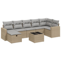 Set Divano da Giardino 8 pz con Cuscini Beige Misto Polyrattancod mxl 91789