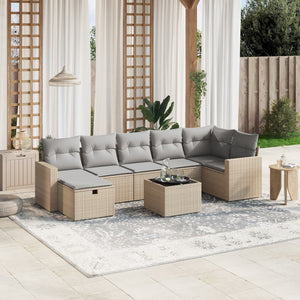 Set Divano da Giardino 8 pz con Cuscini Beige Misto Polyrattancod mxl 91789