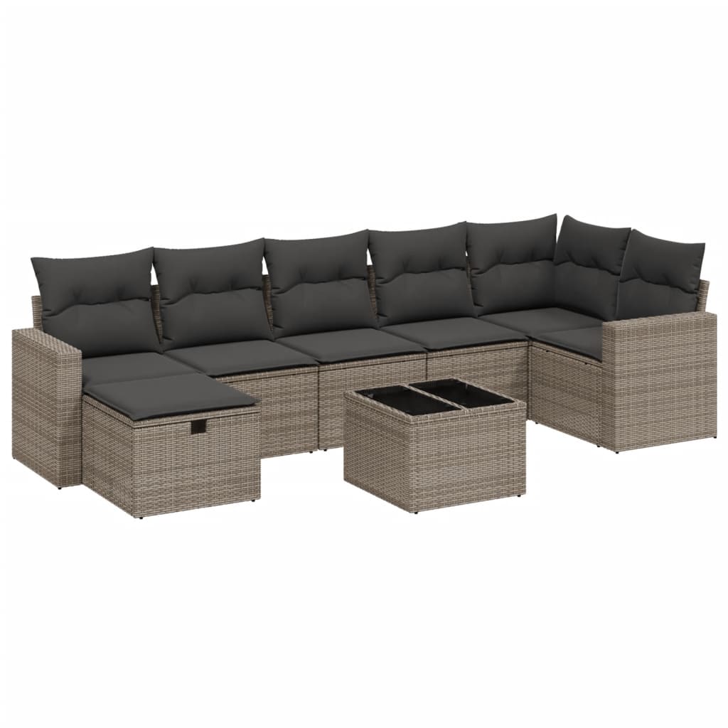 Set Divano da Giardino 8 pz con Cuscini Grigio in Polyrattancod mxl 114802