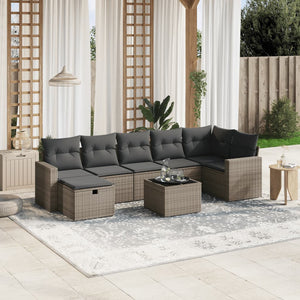 Set Divano da Giardino 8 pz con Cuscini Grigio in Polyrattancod mxl 114802