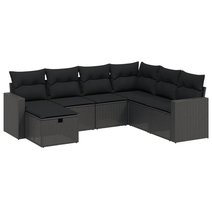 Set Divani da Giardino con Cuscini 7pz Nero Polyrattan 3263521