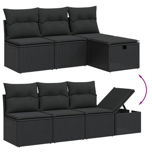 Set Divani da Giardino con Cuscini 7pz Nero Polyrattan 3263521