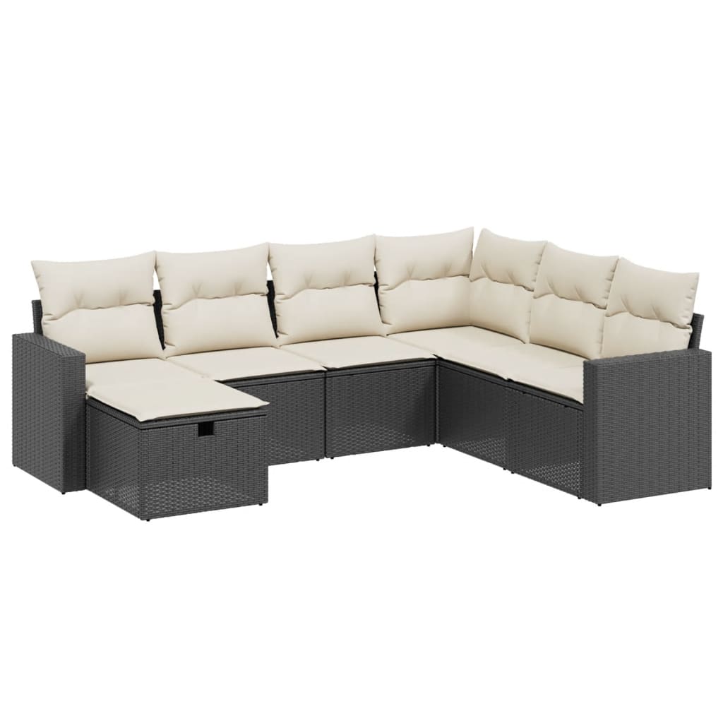 Set Divani da Giardino con Cuscini 7pz Nero Polyrattan 3263522