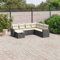 Set Divani da Giardino con Cuscini 7pz Nero Polyrattan 3263522