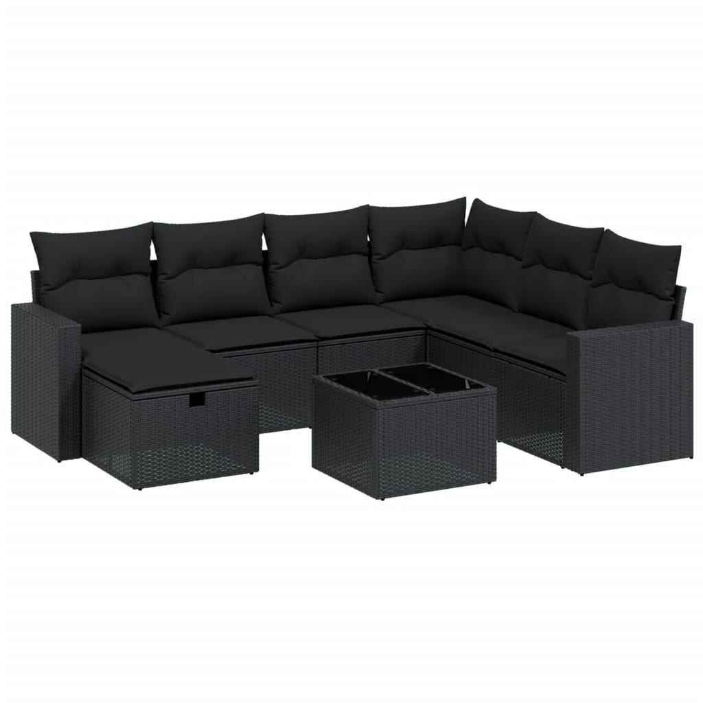 Set Divani da Giardino con Cuscini 8 pz Nero in Polyrattan 3263531