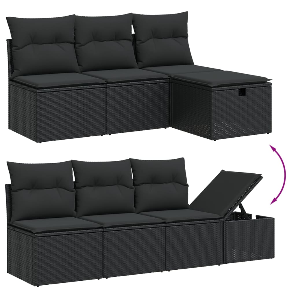 Set Divani da Giardino con Cuscini 8 pz Nero in Polyrattan 3263531