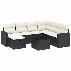 Set Divani da Giardino con Cuscini 8 pz Nero in Polyrattan 3263532