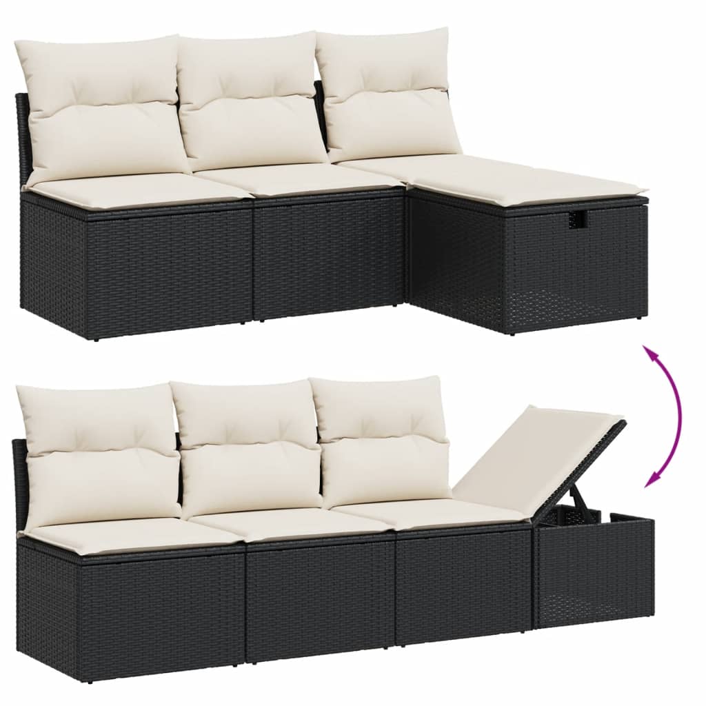 Set Divani da Giardino con Cuscini 8 pz Nero in Polyrattan 3263532