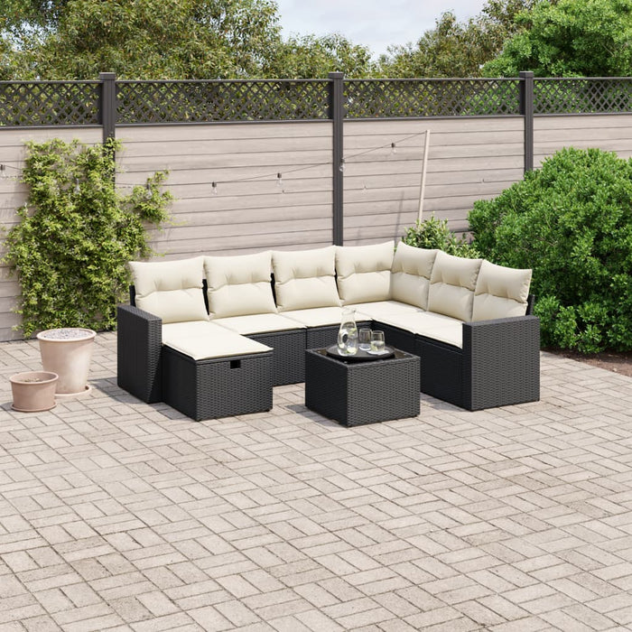 Set Divani da Giardino con Cuscini 8 pz Nero in Polyrattan 3263532