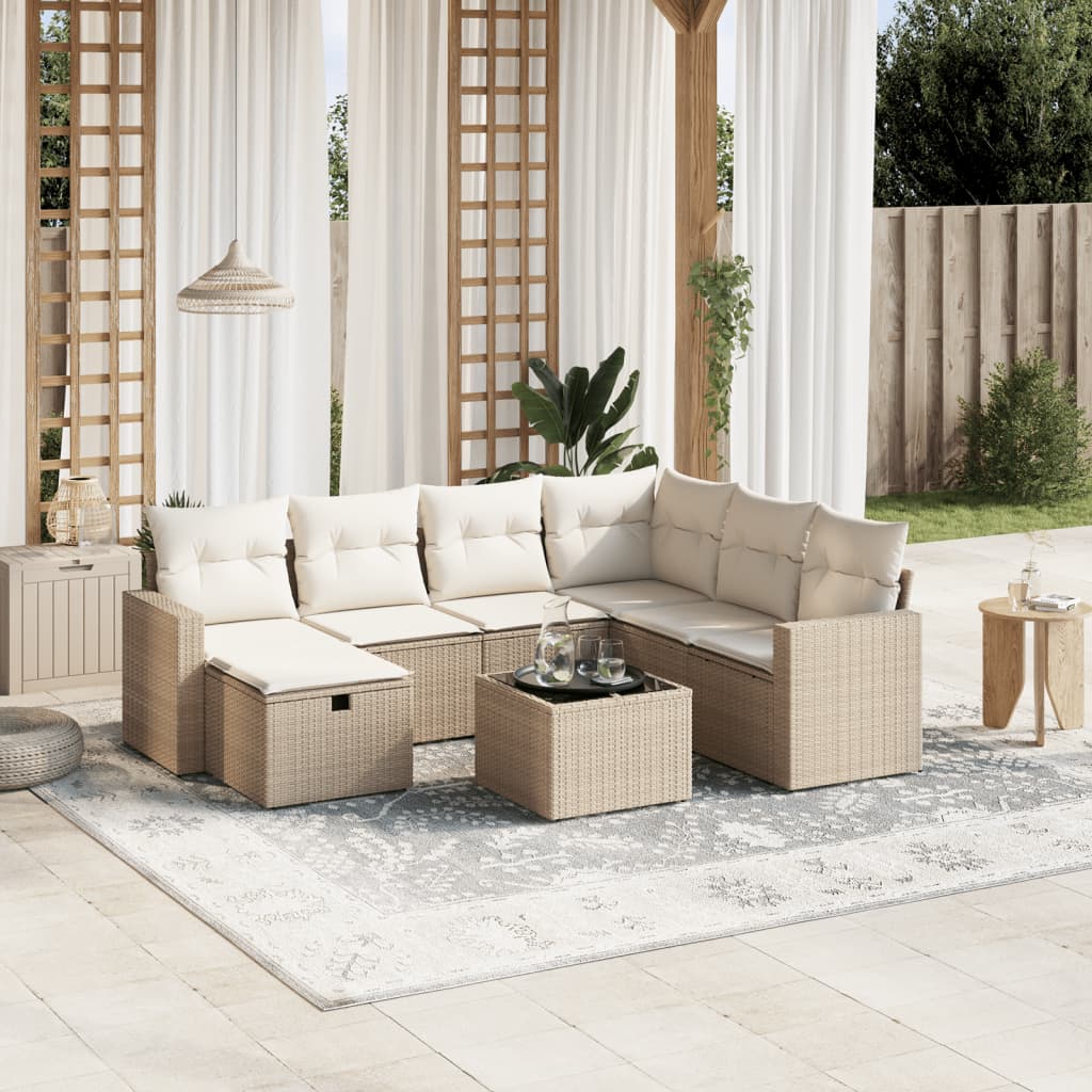 Set Divano da Giardino 8 pz con Cuscini Beige in Polyrattancod mxl 89689