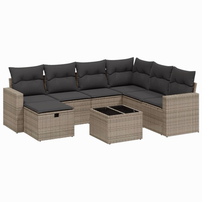 Set Divano da Giardino 8 pz con Cuscini Grigio in Polyrattancod mxl 89690