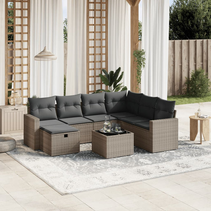 Set Divano da Giardino 8 pz con Cuscini Grigio in Polyrattancod mxl 89690