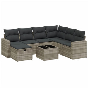 Set Divano da Giardino 8pz con Cuscini Grigio Chiaro Polyrattan 3263538