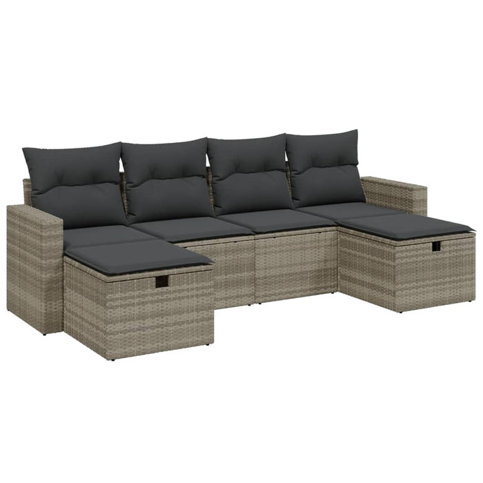 Set Divano da Giardino 6pz con Cuscini Grigio Chiaro Polyrattan 3263548