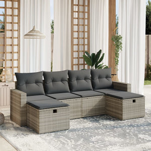 Set Divano da Giardino 6pz con Cuscini Grigio Chiaro Polyrattan 3263548