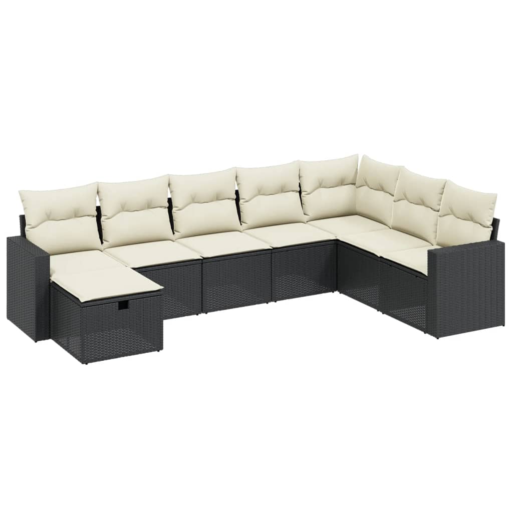 Set Divani da Giardino con Cuscini 8 pz Nero in Polyrattan 3263582