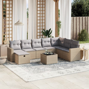 Set Divano da Giardino 9 pz con Cuscini Beige Misto Polyrattancod mxl 91790