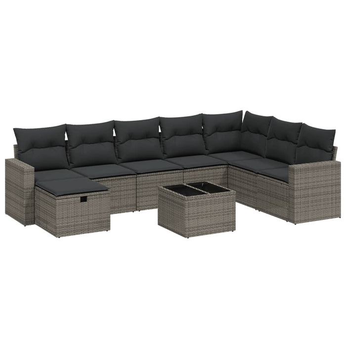 Set Divano da Giardino 9 pz con Cuscini Grigio in Polyrattancod mxl 113698