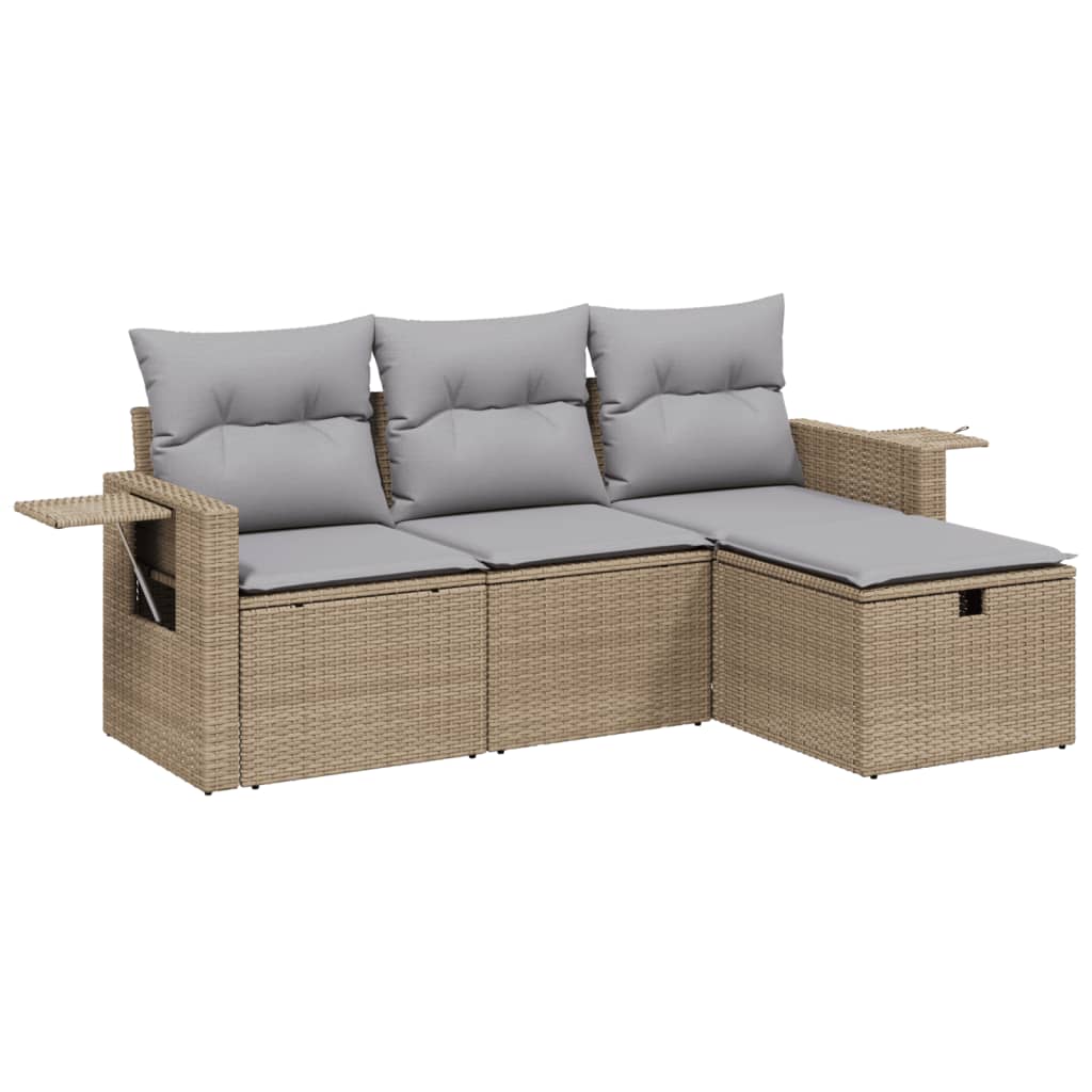 Set Divano da Giardino 4 pz con Cuscini Beige Misto Polyrattan 3263755